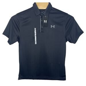 NWT Under Armour Tech Polo Men's Medium Black Performance Golf Shirt 1290140